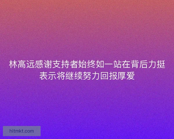 林高远感谢支持者始终如一站在背后力挺表示将继续努力回报厚爱